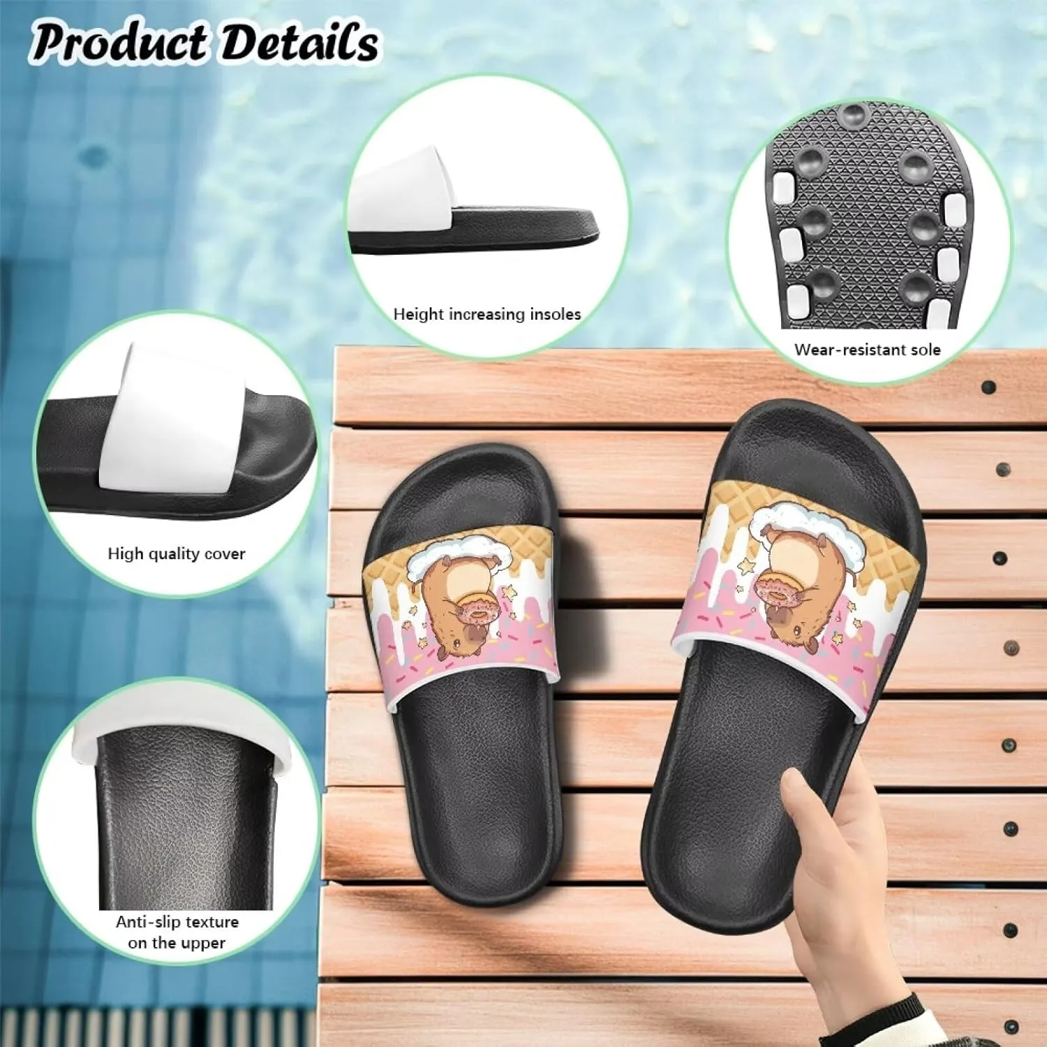 Slides for Boys Girls Quick Drying Kids Slides Sandals Non-Slip