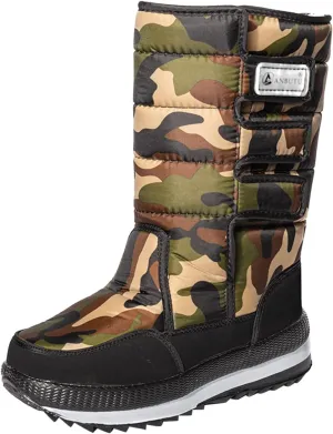 Snow Boots for Men Warm Boots High Top Slip On Anti-Slip Casual Outdoor Booties Waterproof Warm Fur Lined Womens Winter