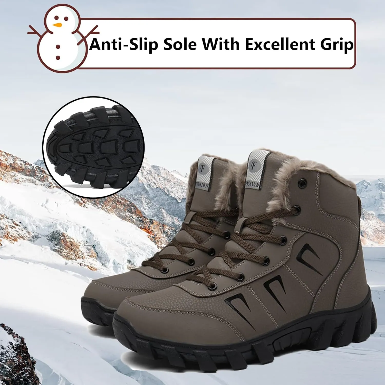 Snow Boots for Men Women Waterproof Lightweight Hiking Shoes Winter Outdoor Warm Fur Lined Trekking Boots