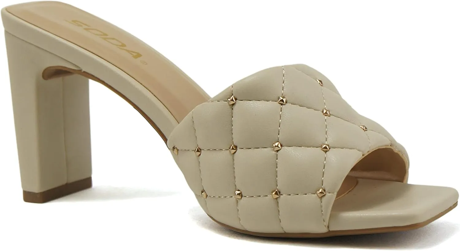 Soda JELLO ~ Women Slip On Diamond Quilted Stud Gem Jewel Fashion Flat Heel Sandal