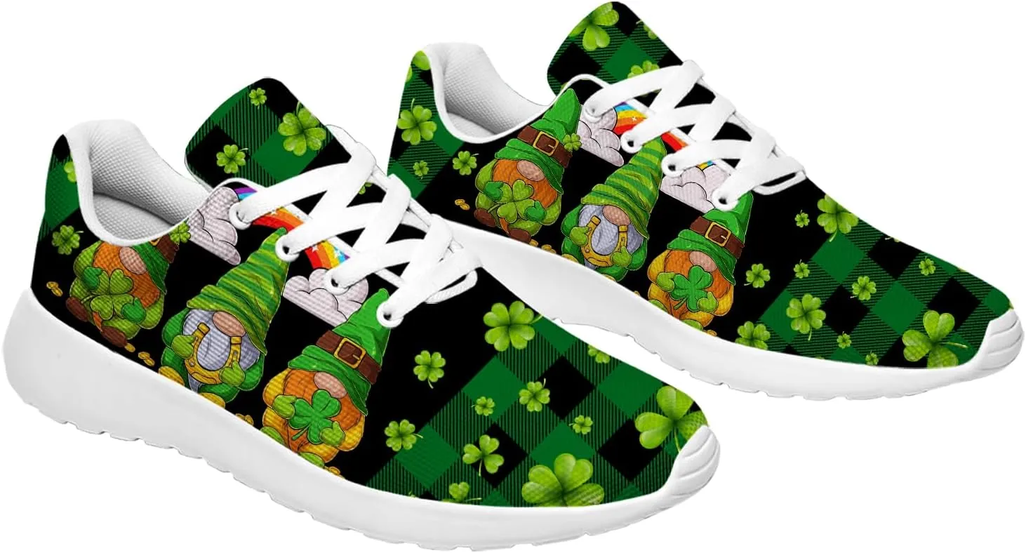 St Patricks Day Gnomes Shoes for Women Tennis Shoes Shamrocks Sneakers Irish Gifts for Women Men