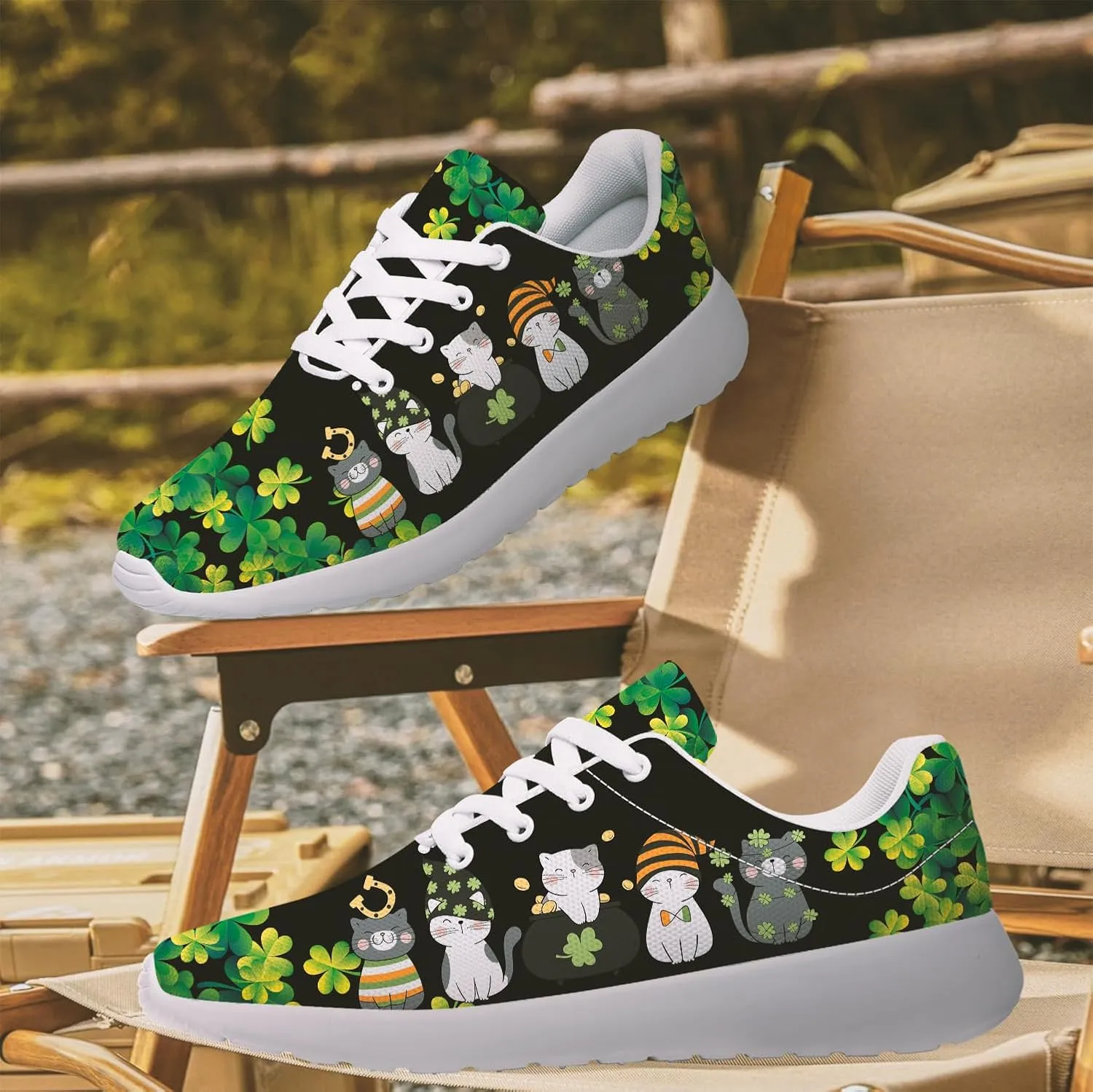 St Patricks Day Gnomes Shoes for Women Tennis Shoes Shamrocks Sneakers Irish Gifts for Women Men