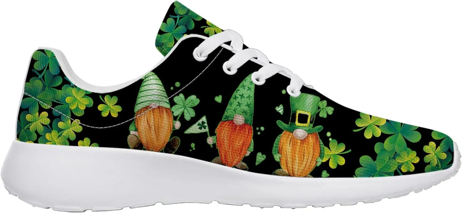 St Patricks Day Gnomes Shoes for Women Tennis Shoes Shamrocks Sneakers Irish Gifts for Women Men