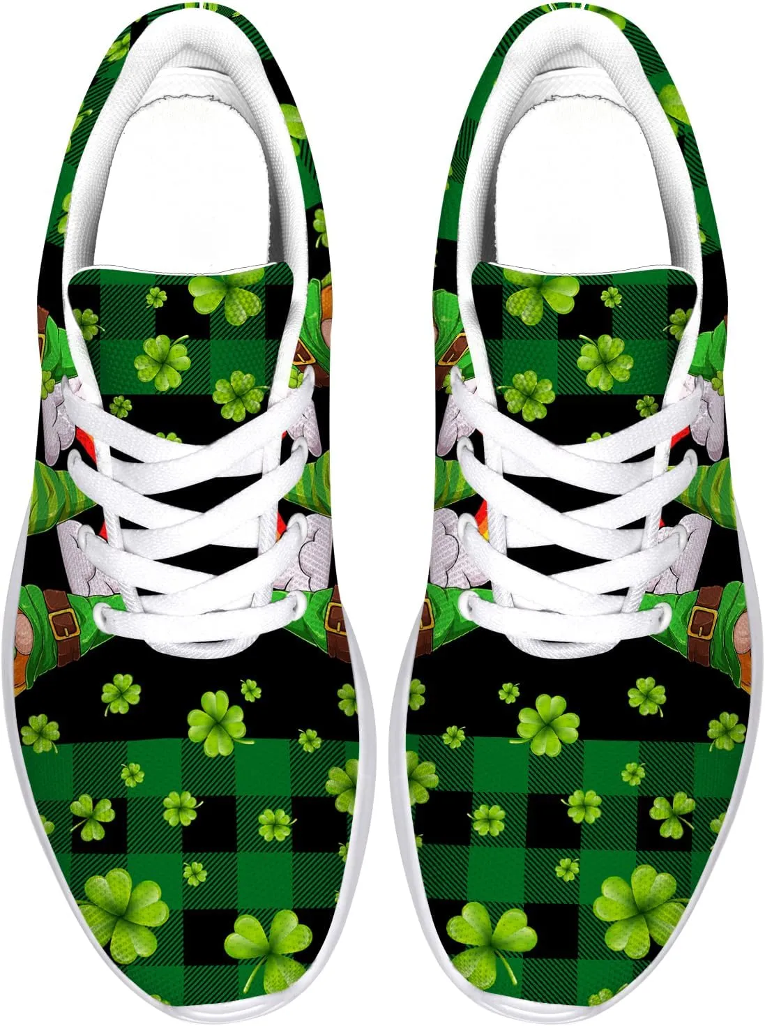 St Patricks Day Gnomes Shoes for Women Tennis Shoes Shamrocks Sneakers Irish Gifts for Women Men
