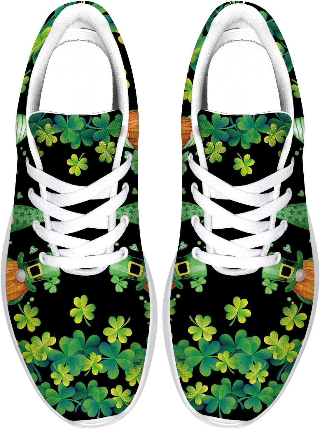 St Patricks Day Gnomes Shoes for Women Tennis Shoes Shamrocks Sneakers Irish Gifts for Women Men