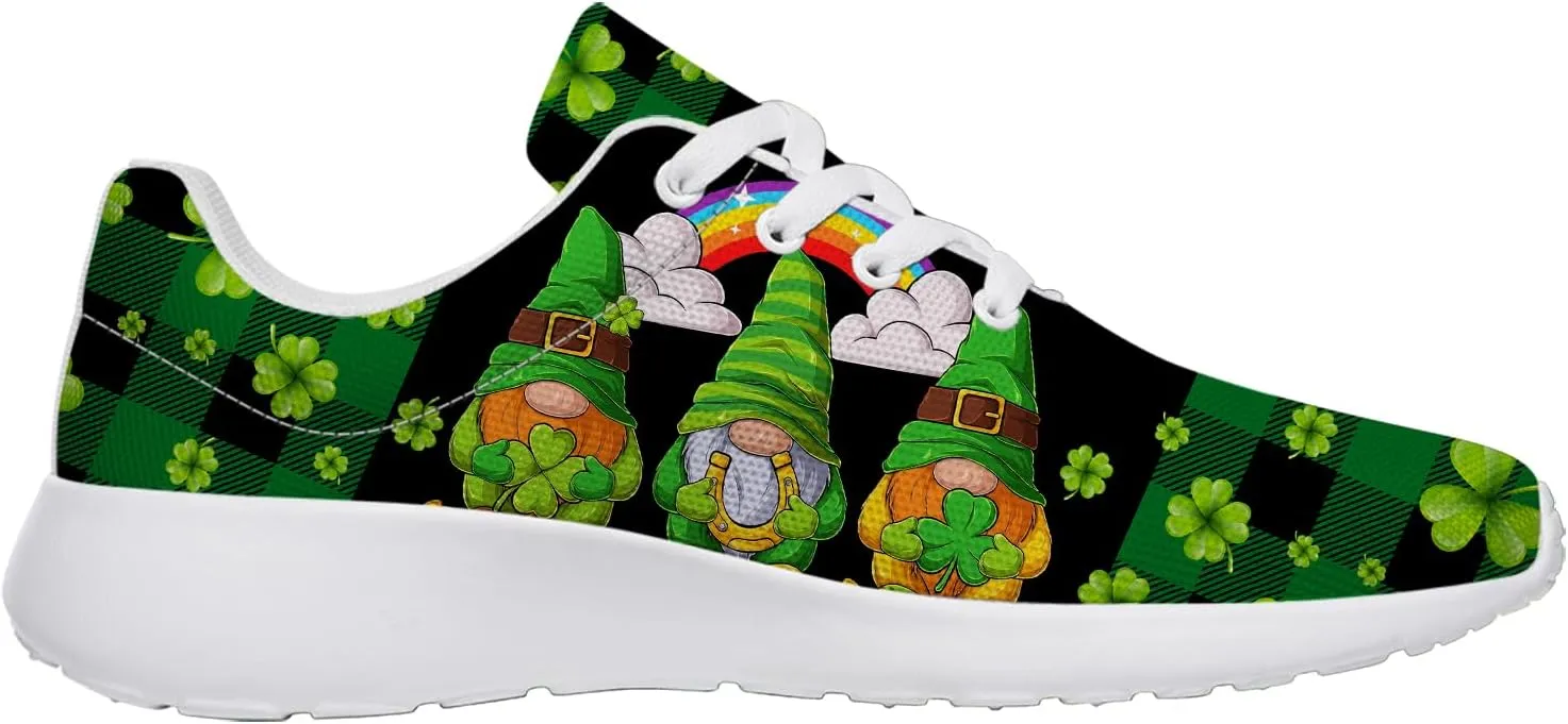 St Patricks Day Gnomes Shoes for Women Tennis Shoes Shamrocks Sneakers Irish Gifts for Women Men