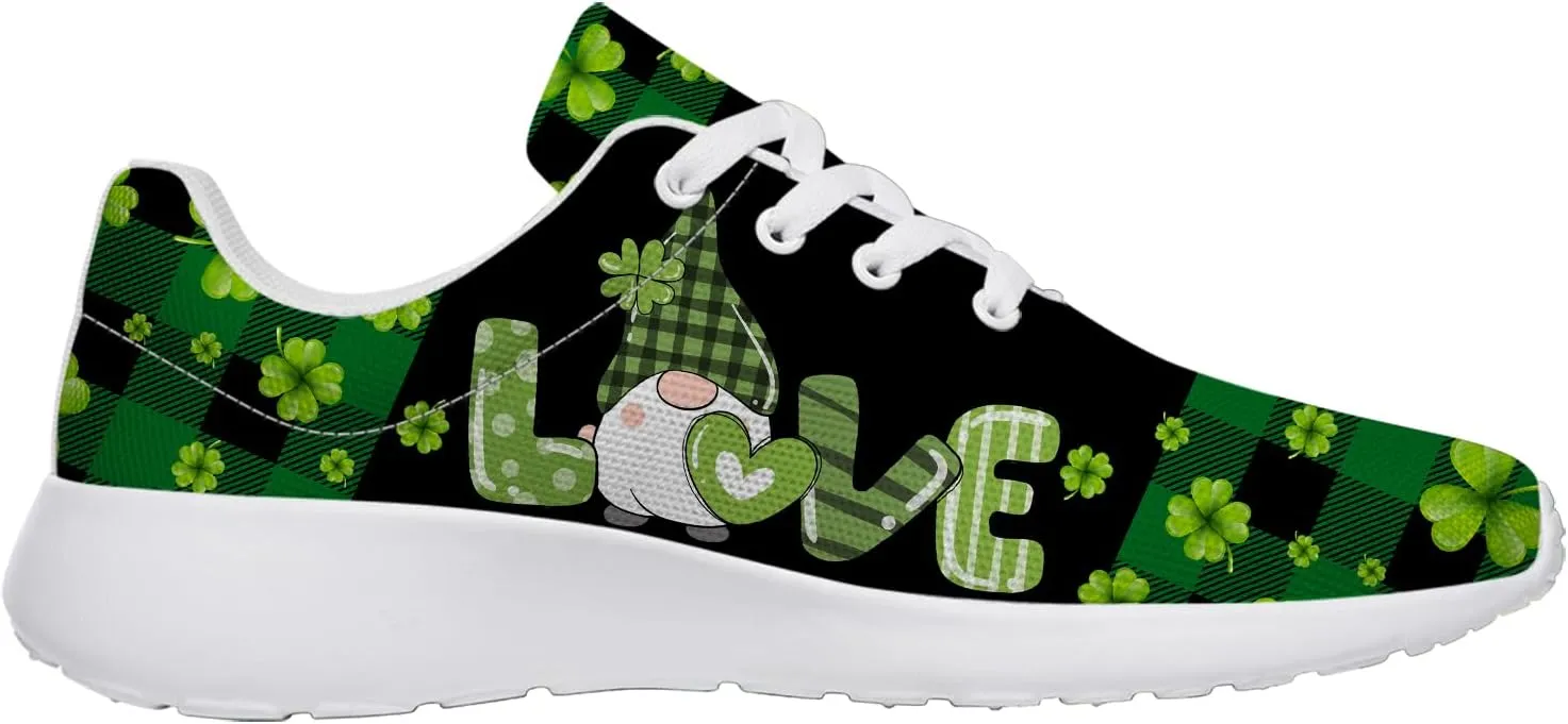 St Patricks Day Gnomes Shoes for Women Tennis Shoes Shamrocks Sneakers Irish Gifts for Women Men