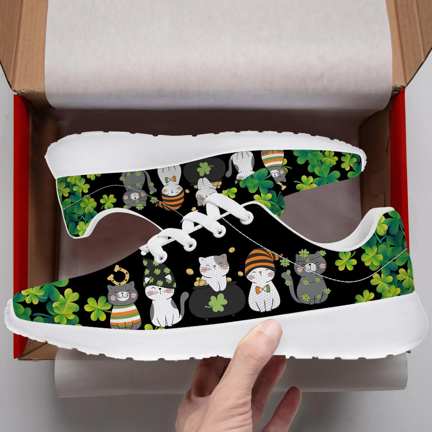 St Patricks Day Gnomes Shoes for Women Tennis Shoes Shamrocks Sneakers Irish Gifts for Women Men