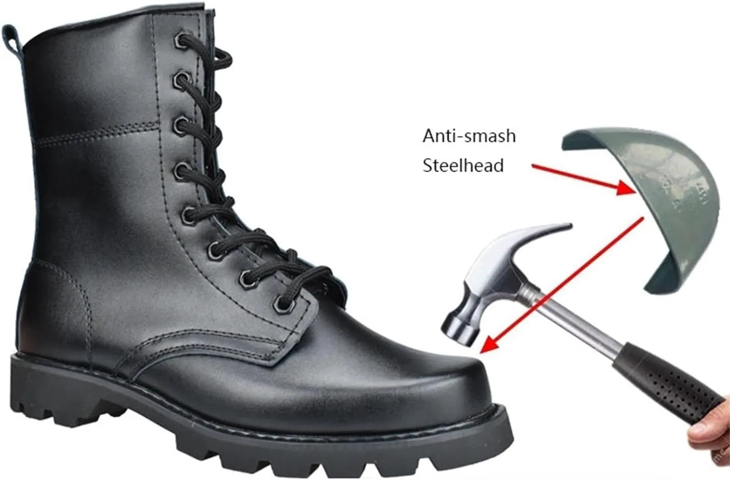 Steel Toe Boots for Men, Mens Winter Warm Fur Lined High Top Steel Toe Boots with Side Zipper, Waterproof Heavy Duty Safety Shoes with Puncture Protection, for Construction Work