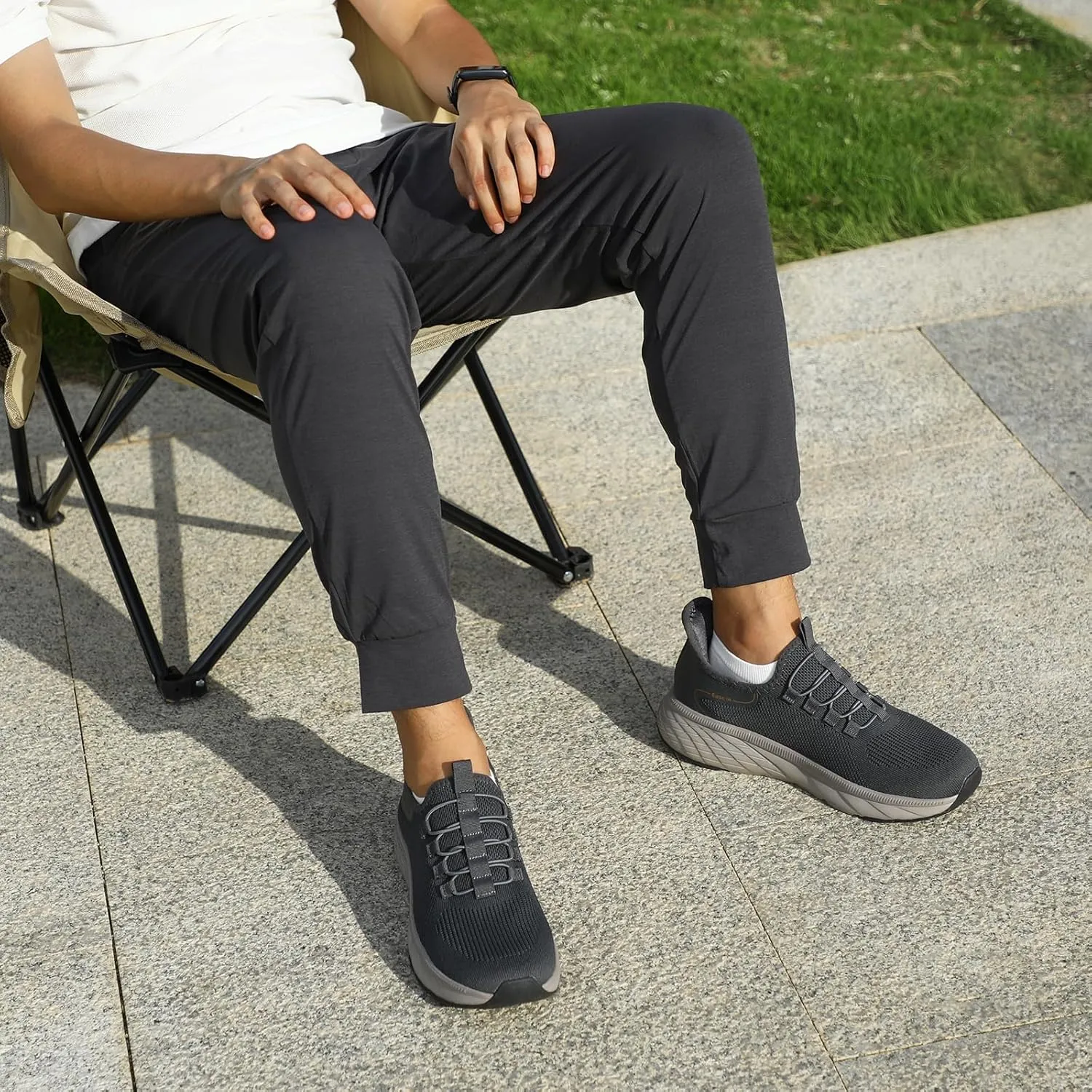 STQ Slip on Sneakers Men Comfort Walking Shoes Orthopedic Shoes for Plantar Fasciitis