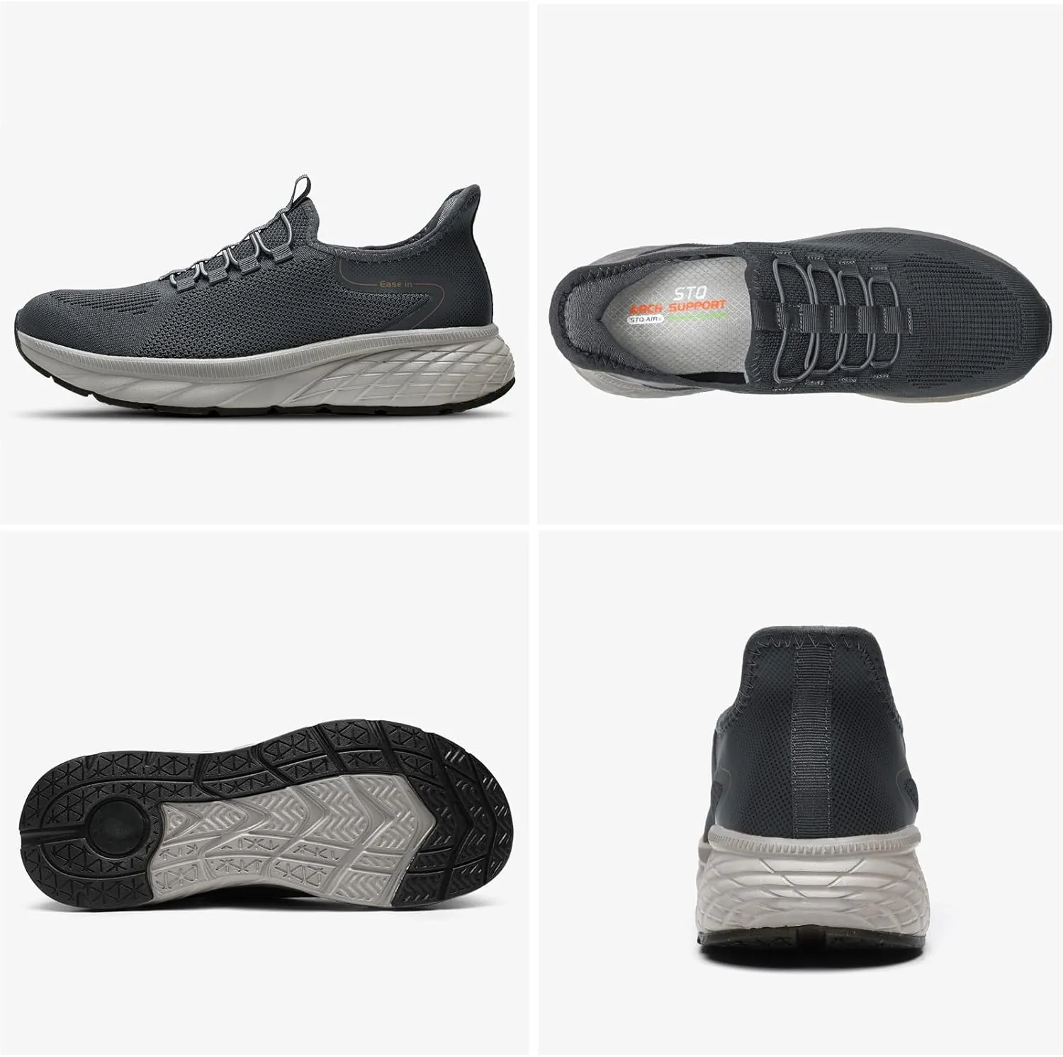 STQ Slip on Sneakers Men Comfort Walking Shoes Orthopedic Shoes for Plantar Fasciitis