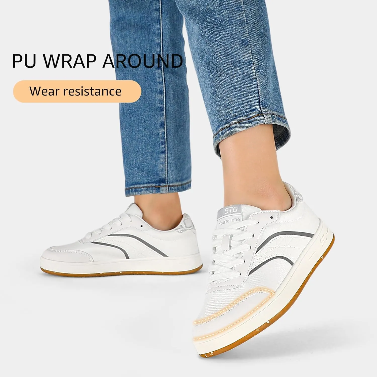 STQ Womens Skate Shoes Lace Up Fashion Walking Sneakers Non Slip Comfortable Canvas Shoes