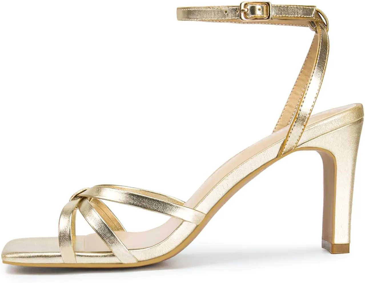 Strappy Heels for Women Lace Up Ankle Strap Square Toe High Heels 3.3 Inch Women's Wedding Party Prom Sandals
