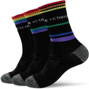 Striped Crew Socks (3 Pairs) - Odor-Resistant, Cushioned Arch Support, Moisture-Wicking for Running, Gym, Daily Wear