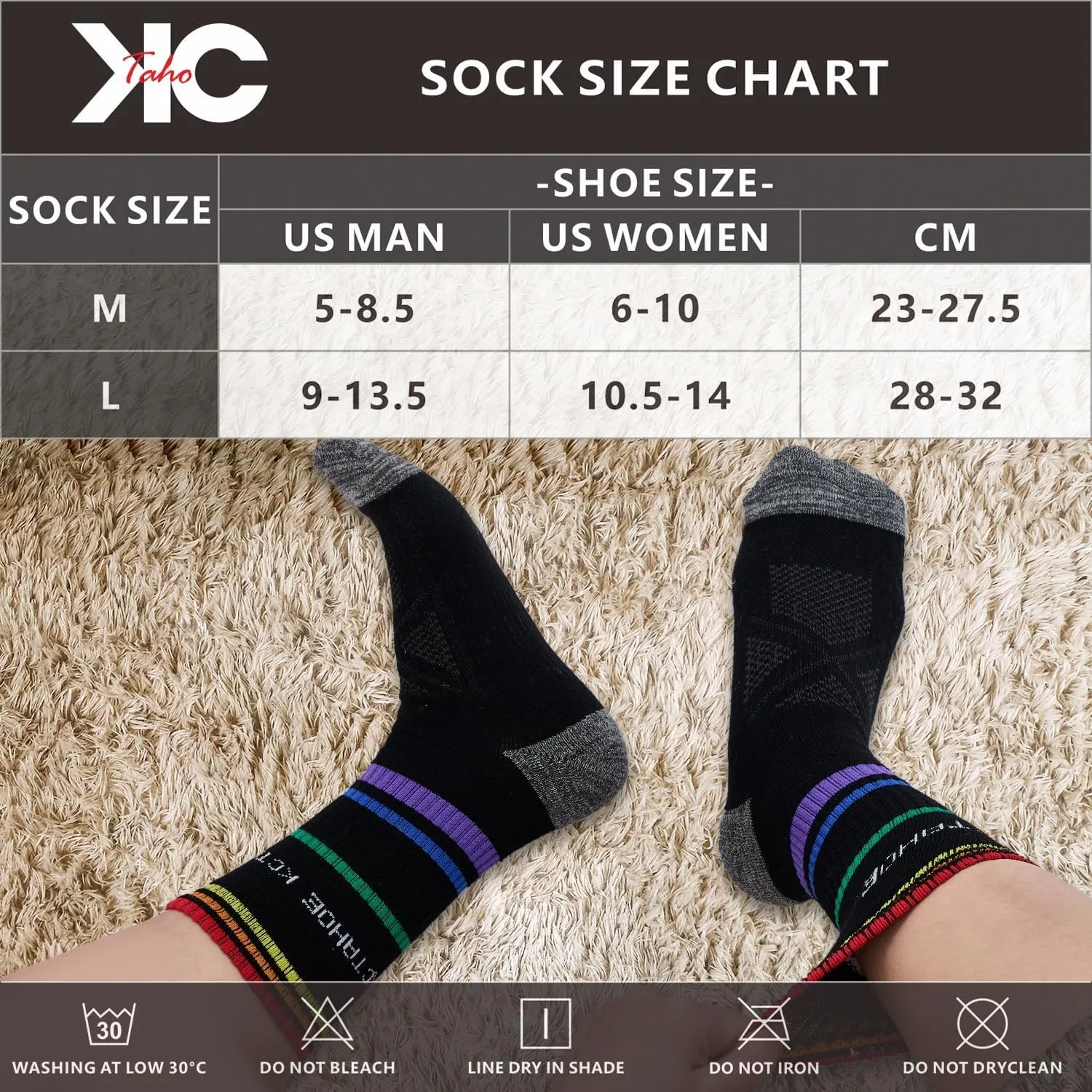 Striped Crew Socks (3 Pairs) - Odor-Resistant, Cushioned Arch Support, Moisture-Wicking for Running, Gym, Daily Wear