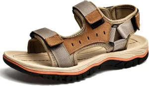Summer men's cowhide fashionable beach sandals with breathable comfortable anti slip wear-resistant and lightweight sandals