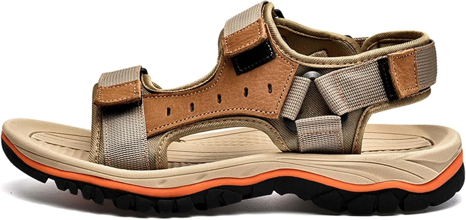 Summer men's cowhide fashionable beach sandals with breathable comfortable anti slip wear-resistant and lightweight sandals