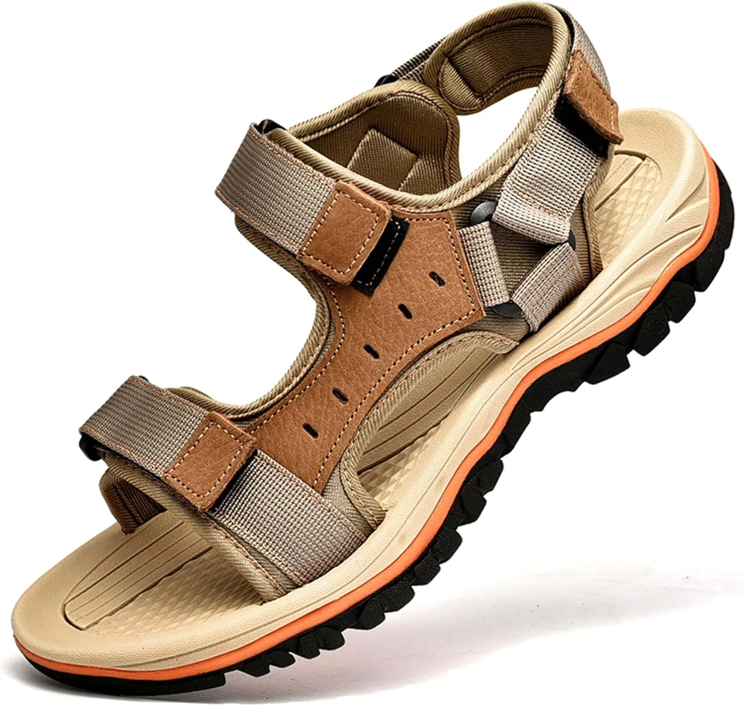 Summer men's cowhide fashionable beach sandals with breathable comfortable anti slip wear-resistant and lightweight sandals