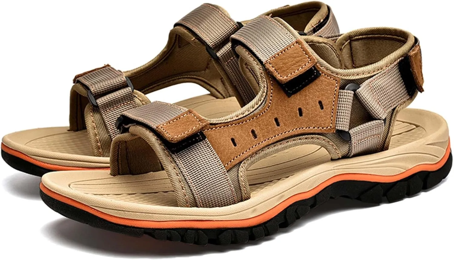Summer men's cowhide fashionable beach sandals with breathable comfortable anti slip wear-resistant and lightweight sandals