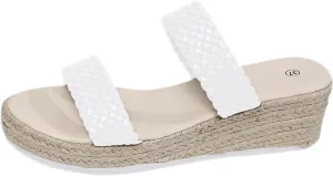 Tassel Trim Sandals With Woven Straps Platform Wedge Heel Rope Sole Boho Toe Ring Earth Spirit Shoes for Women Sandals