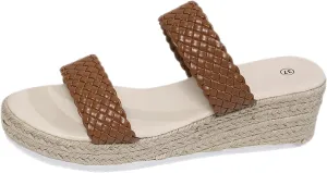 Tassel Trim Sandals With Woven Straps Platform Wedge Heel Rope Sole Boho Toe Ring Earth Spirit Shoes for Women Sandals