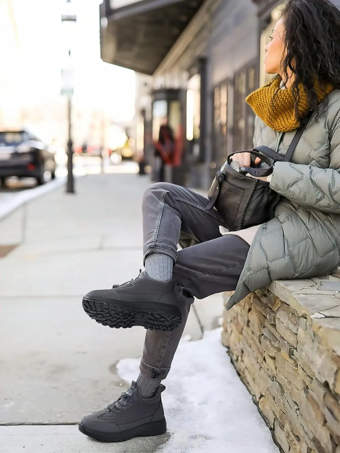 TEMOFON Snow Boots for Women Winter: Waterproof Slip On Fur Warm Woman Shoes - Walking Comfortable Ankle Booties