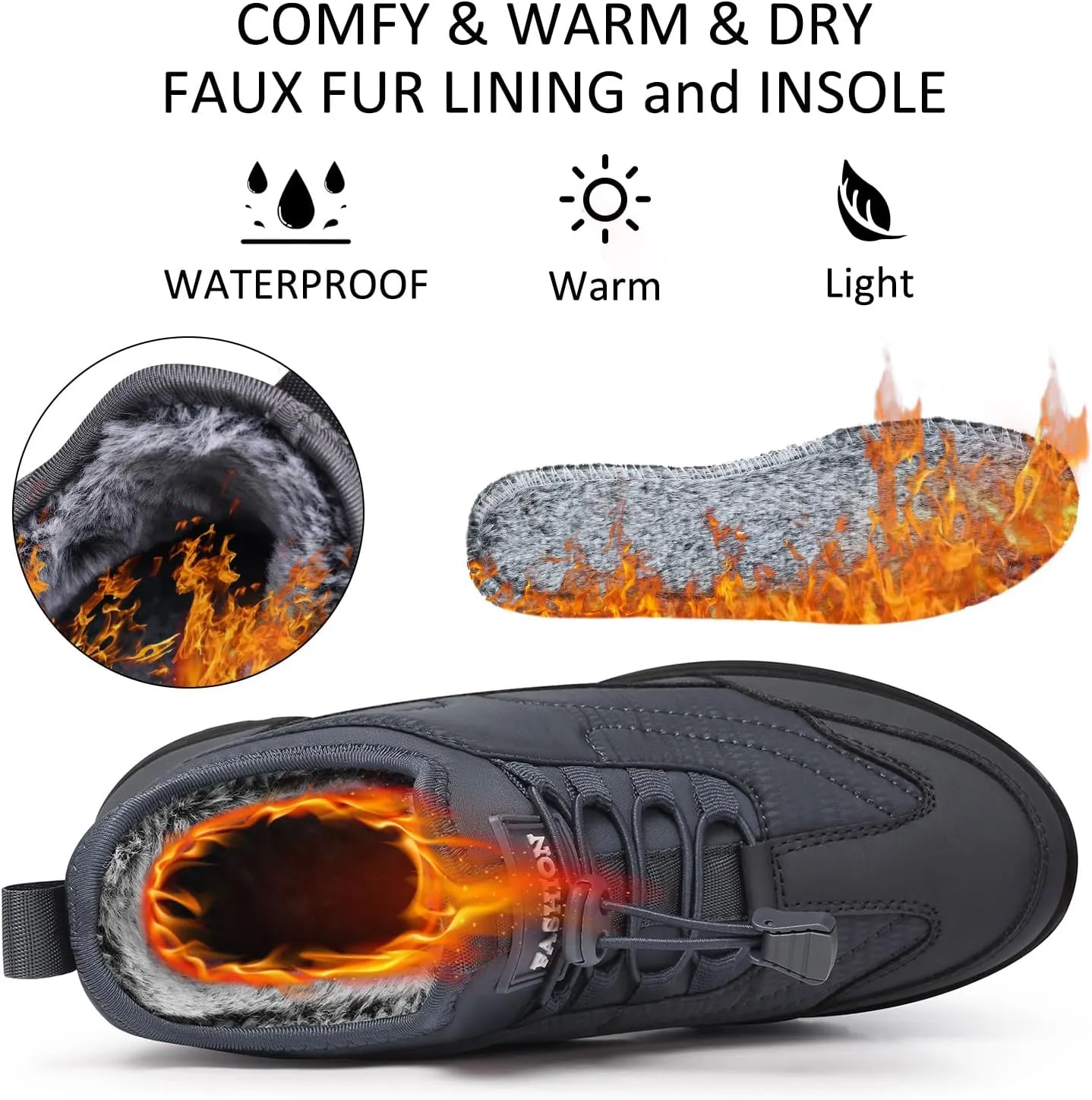 TEMOFON Snow Boots for Women Winter: Waterproof Slip On Fur Warm Woman Shoes - Walking Comfortable Ankle Booties