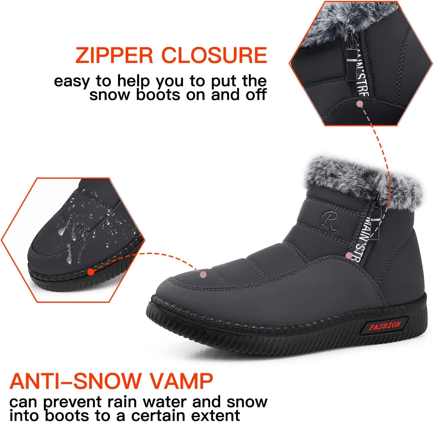 TEMOFON Womens Snow Boots Winter Warm Ankle Boots Waterproof Outdoor Fur Lined Shoes for Women