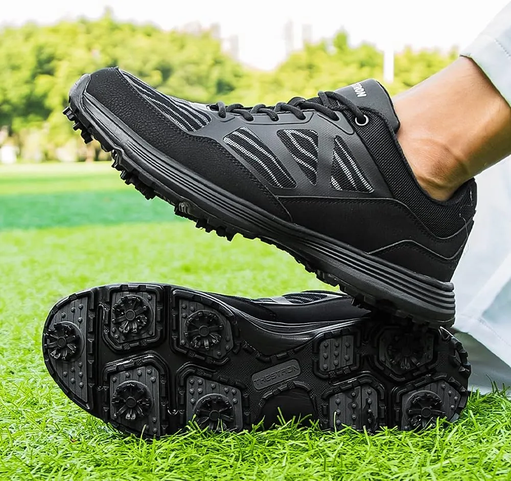 THESTRON Men Golf Shoes Mesh Breathable Breathable Golf Walking Sport Sneakers 7 Spikes Golf Trainers …