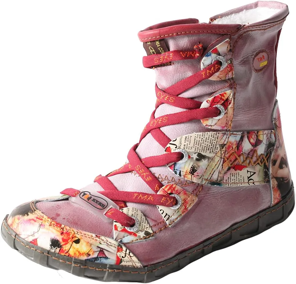 TMA EYES Women's Camo PU Leather Fashion Short Duck Boots