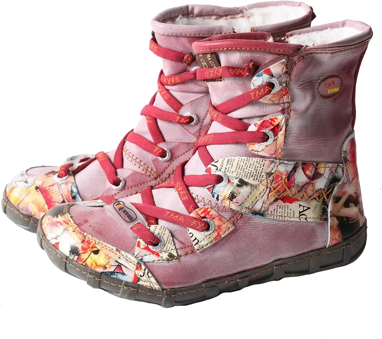 TMA EYES Women's Camo PU Leather Fashion Short Duck Boots