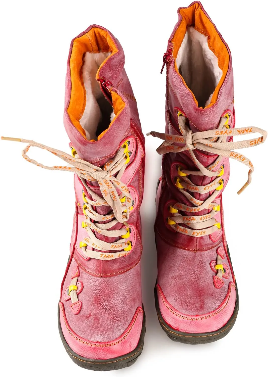 TMA EYES Women's Faux Fur-Lined Mid-calf Winter Boots