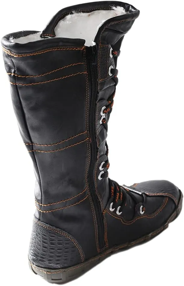 TMA EYES Women’s Snow Boots Calf Boots for Ladies with Faux Fur lining Lace up and side Zipper