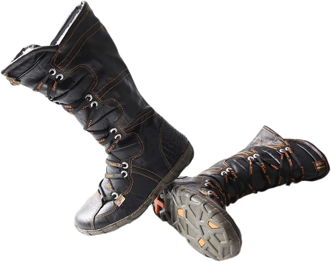 TMA EYES Women’s Snow Boots Calf Boots for Ladies with Faux Fur lining Lace up and side Zipper