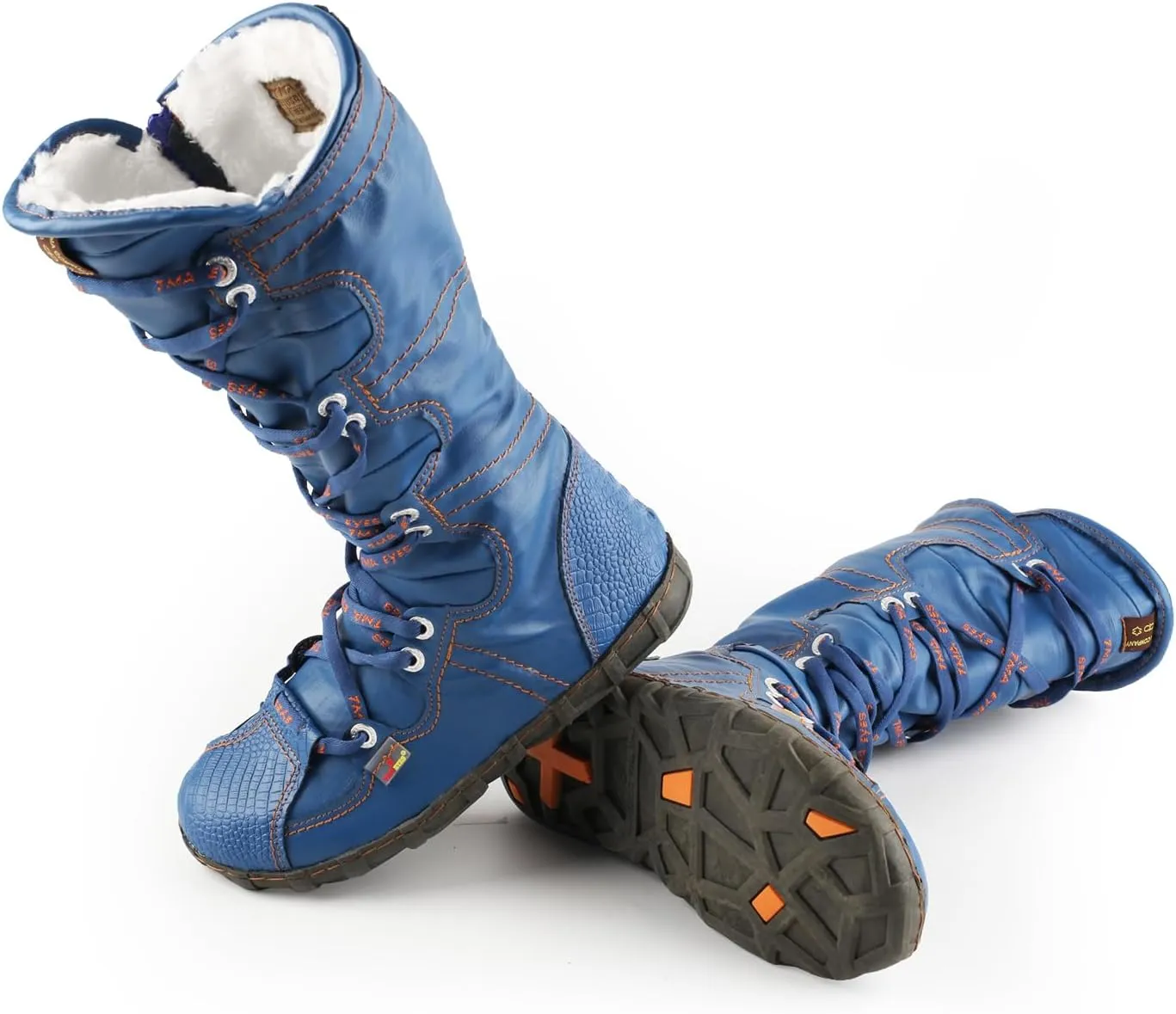 TMA EYES Women’s Snow Boots Calf Boots for Ladies with Faux Fur lining Lace up and side Zipper