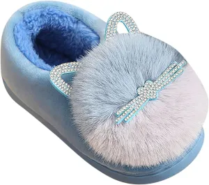 Toddler Fluff Slippers for Girls Boys Warm Household Shoes Winter Indoor Cotton Slippers with Microfleece ?ining