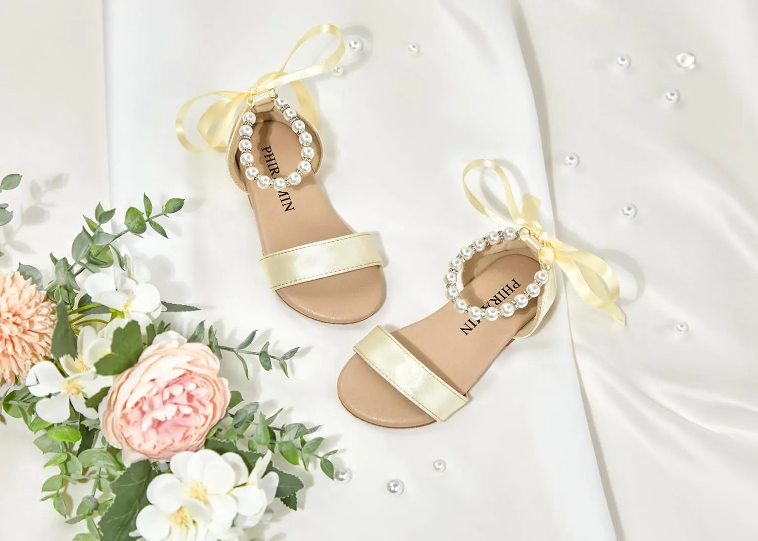 Toddler Girl Sandals - Flower Girl Summer Dress Shoes Open Toe Little Kid Wedding Party