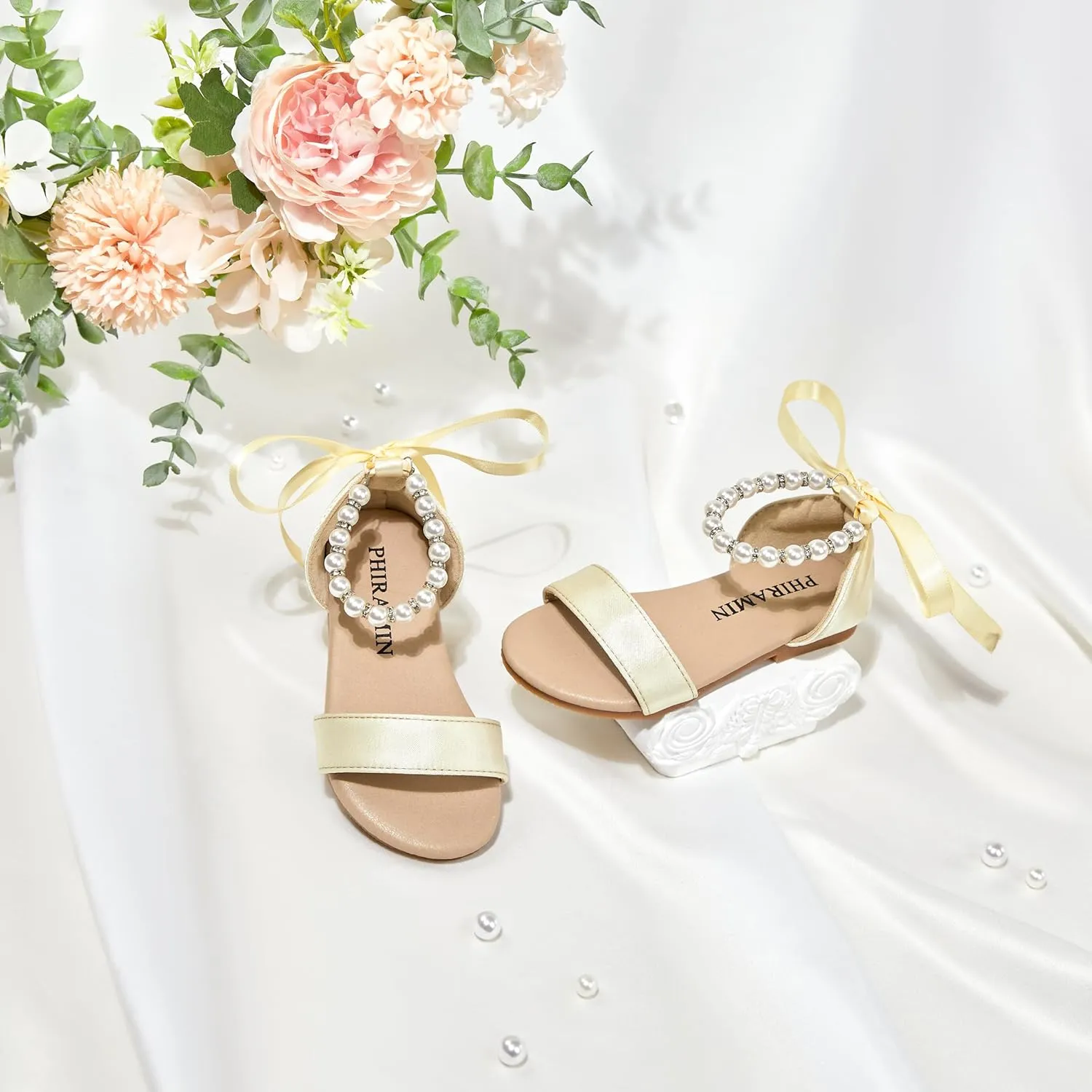 Toddler Girl Sandals - Flower Girl Summer Dress Shoes Open Toe Little Kid Wedding Party