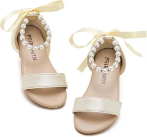 Toddler Girl Sandals - Flower Girl Summer Dress Shoes Open Toe Little Kid Wedding Party