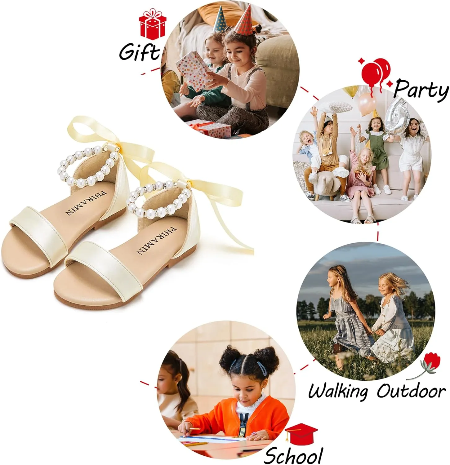 Toddler Girl Sandals - Flower Girl Summer Dress Shoes Open Toe Little Kid Wedding Party