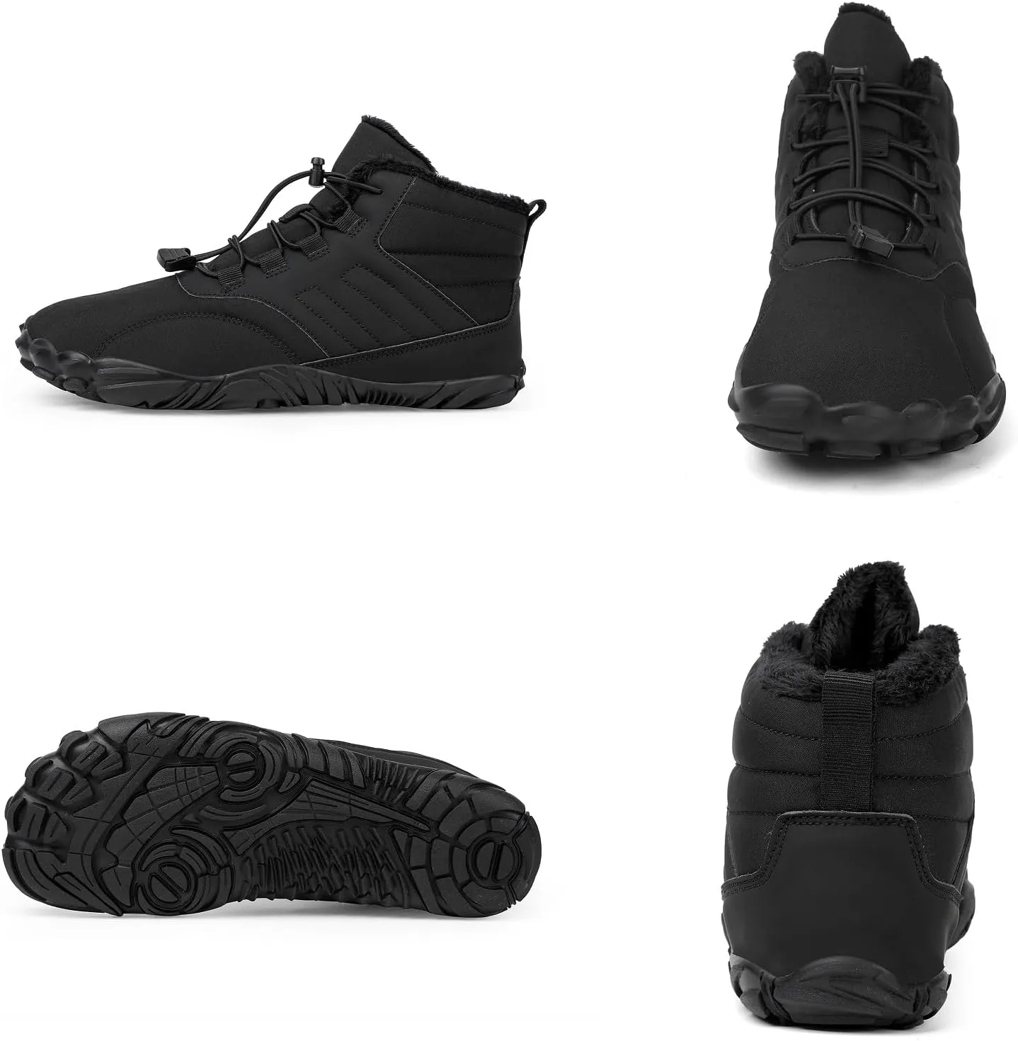 Tongzone Men's Wide Toe Box Barefoot Shoes Fur Lined Minimalist Zero Drop Sole Walking shoes Winter