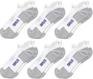 Top Flite Mens Coolmax Seamless Cushion Sport Comfort Tab Low Cut Socks 6 Pair Pack