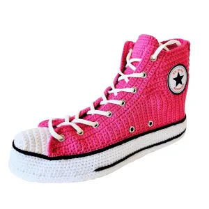 Unisex Handcrafted Crochet Sneakers-Like Style Slippers - Canvas-Style House Shoes Boots, Soft Fleece Warmth, Unisex Cotton Socks