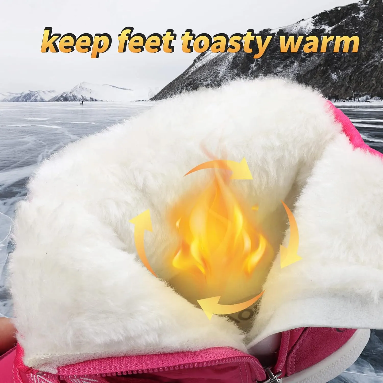 UOVO Boys Snow Boots Winter Waterproof Slip Resistant Fur Lined Outdoor Shoes(Little Kid/Big Kid)
