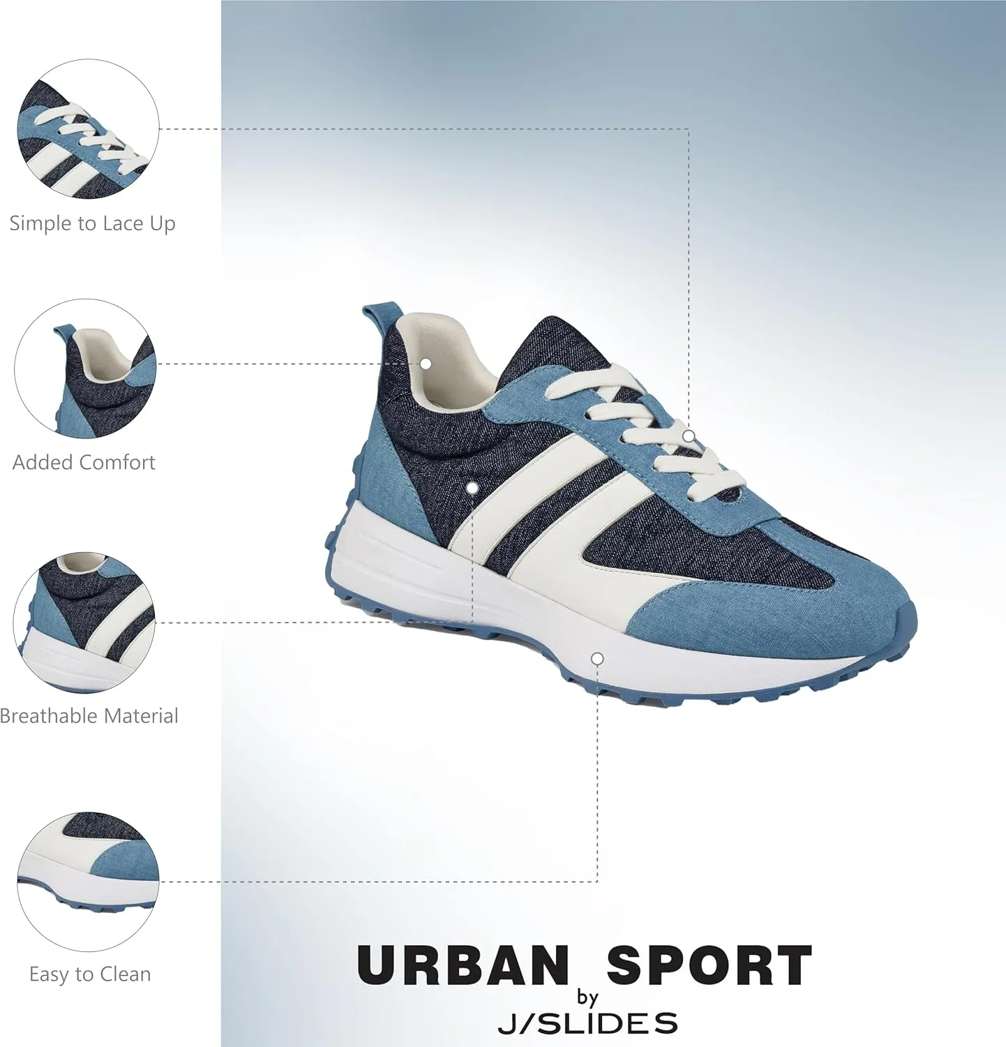 Urban Sport by J/Slides JRDN-Jolie Women's Casual Sneaker | Comfortable Running & Walking Shoes for Women | Stylish Footwear