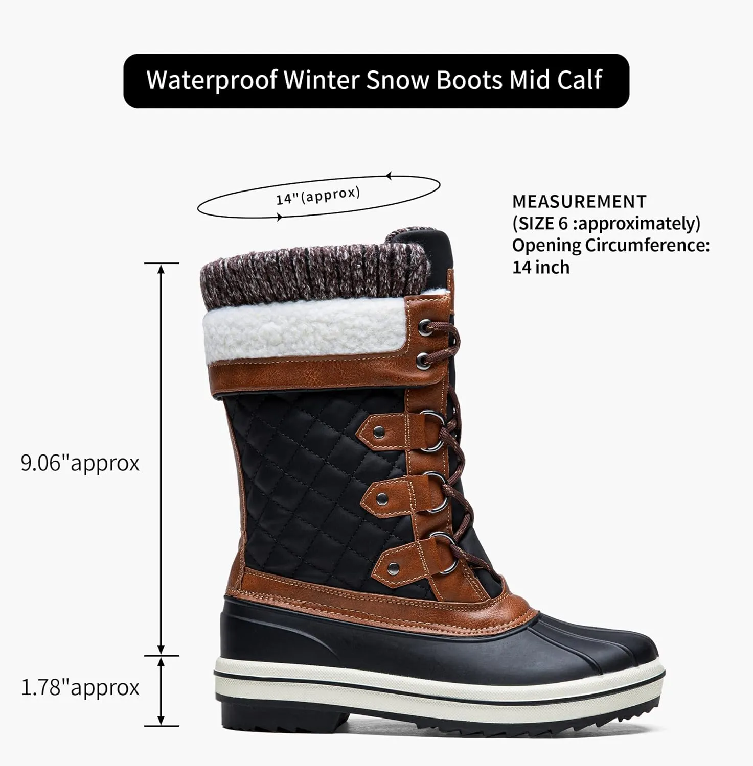 Vepose Women's 972A Eve Waterproof Winter Snow Boots Warm Faux Fur Insulated Boots