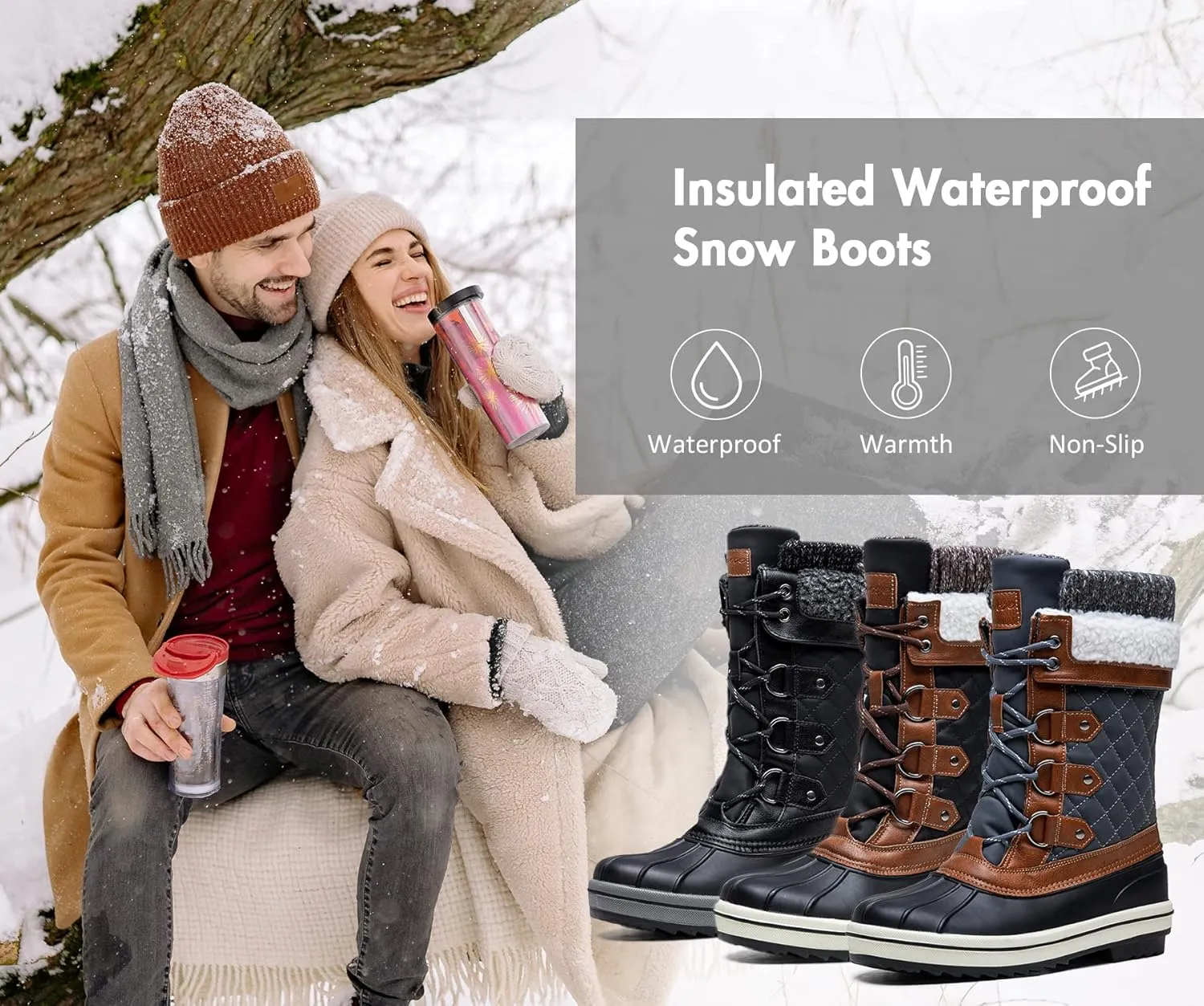 Vepose Women's 972A Eve Waterproof Winter Snow Boots Warm Faux Fur Insulated Boots