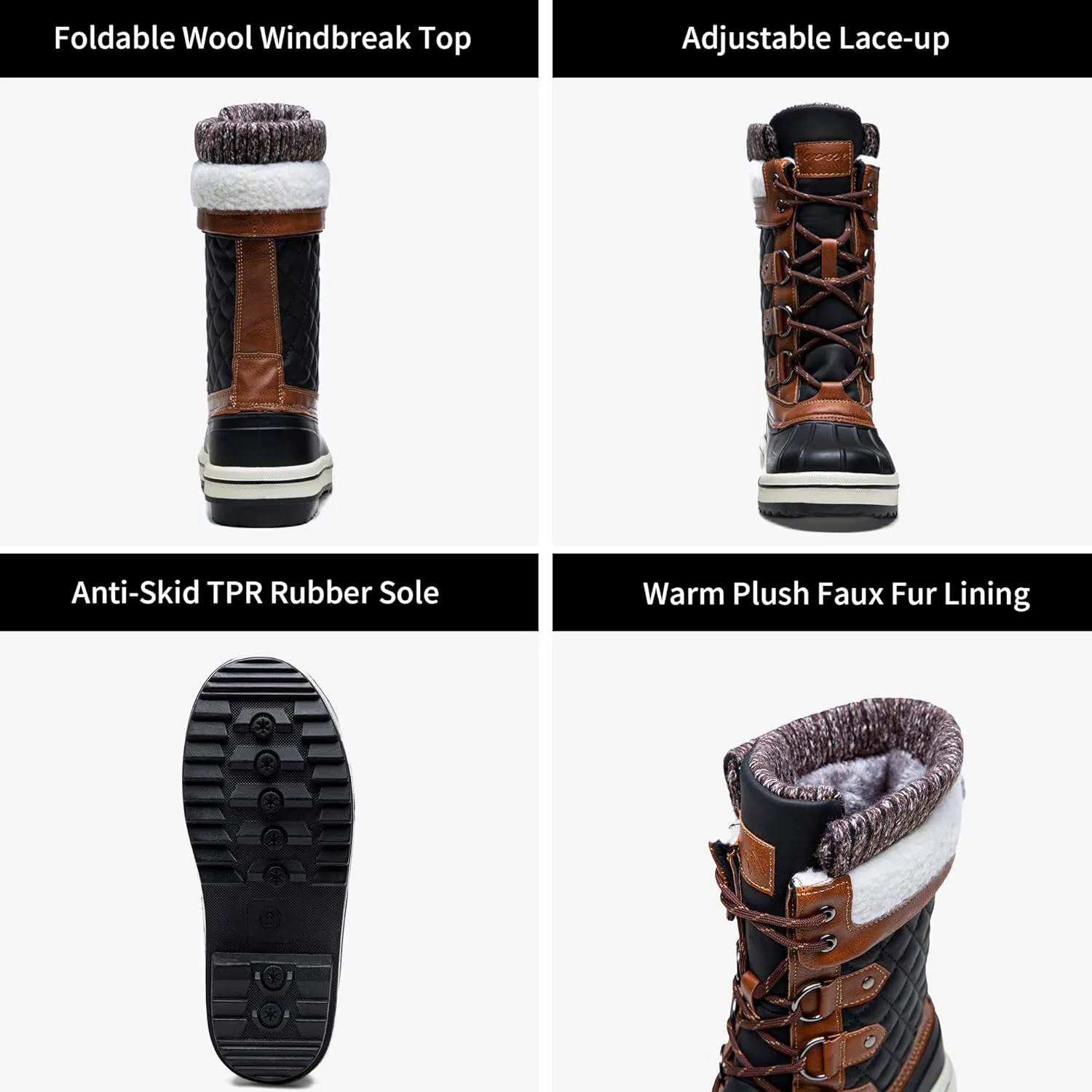 Vepose Women's 972A Eve Waterproof Winter Snow Boots Warm Faux Fur Insulated Boots