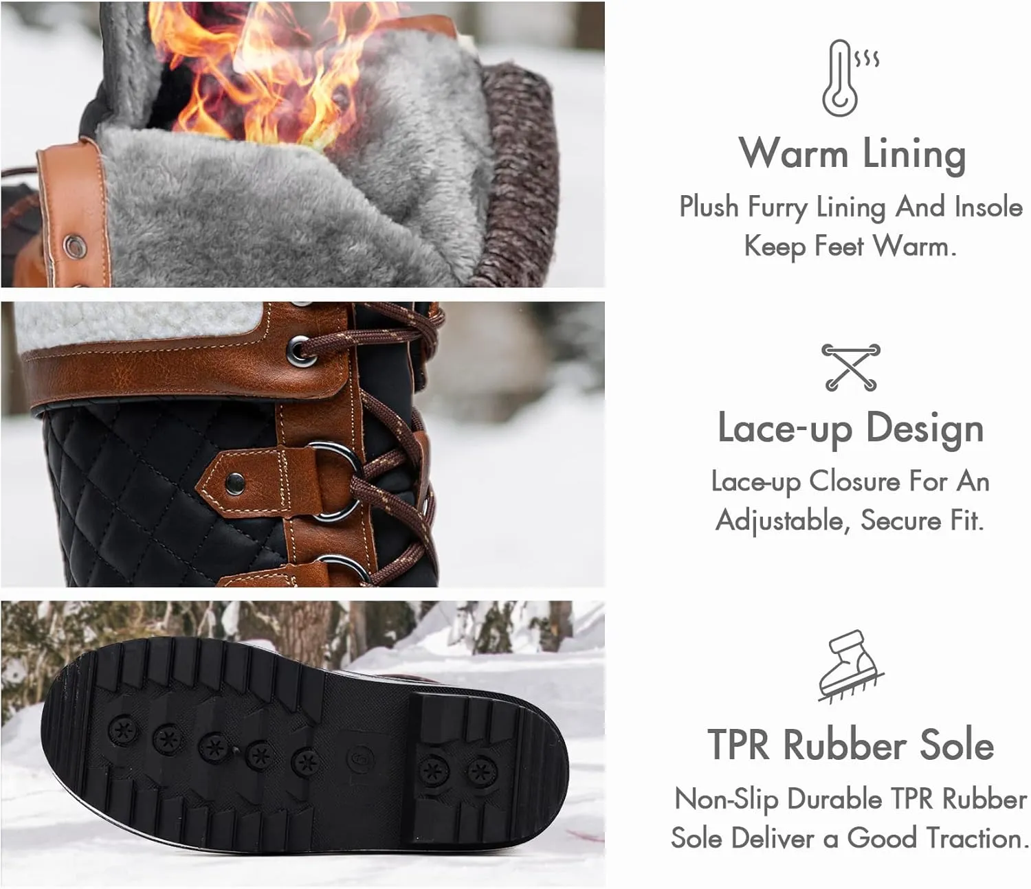 Vepose Women's 972A Eve Waterproof Winter Snow Boots Warm Faux Fur Insulated Boots