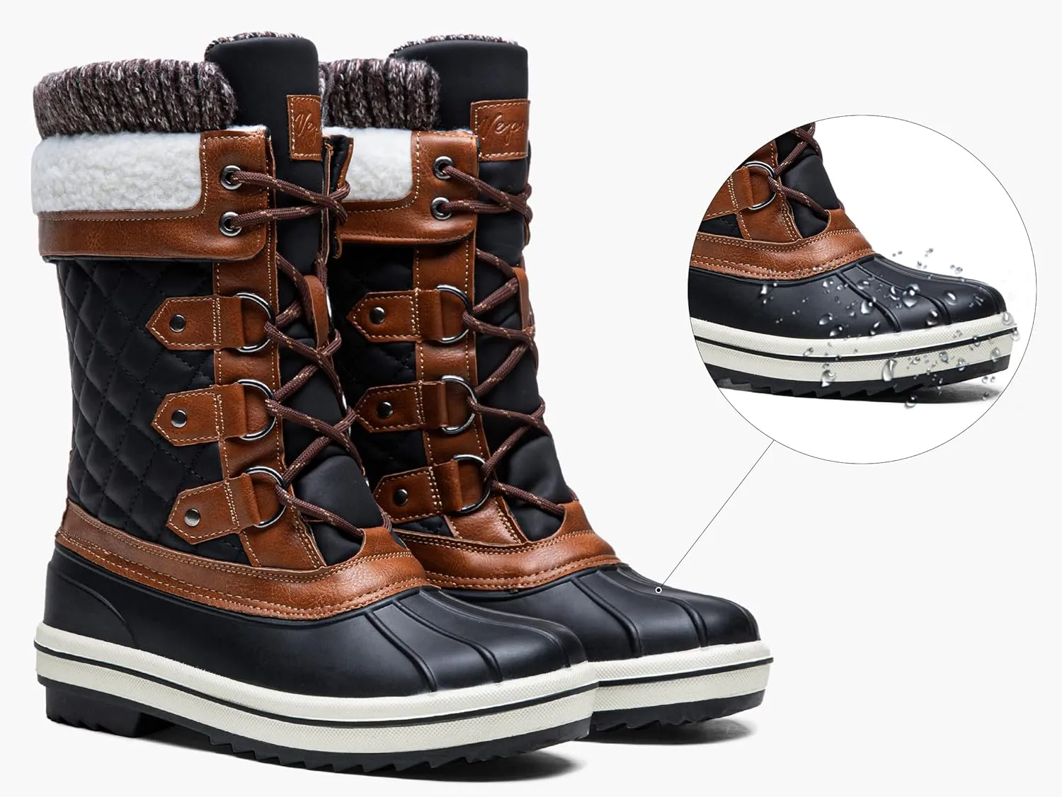 Vepose Women's 972A Eve Waterproof Winter Snow Boots Warm Faux Fur Insulated Boots